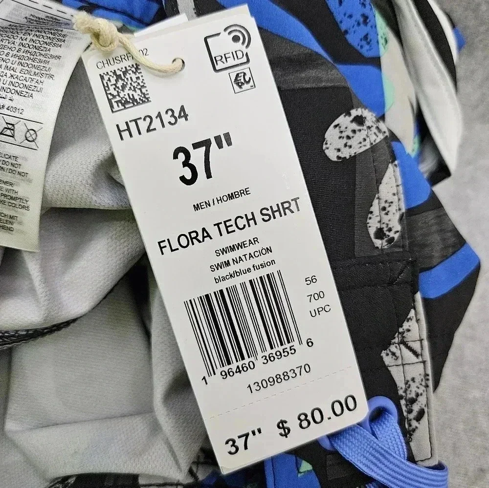 Adidas Floral‎ Beach Tech Shorts Blue and Gray Men's Size 37